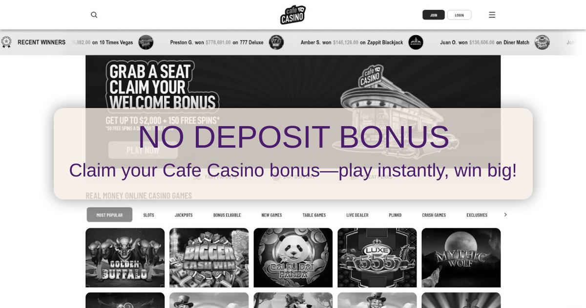 Cafe Casino No Deposit Bonus for New Players